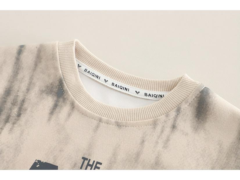 Boys' Spring 2025 Two-Piece Outfit: English Letter Round Neck Suit for Kids