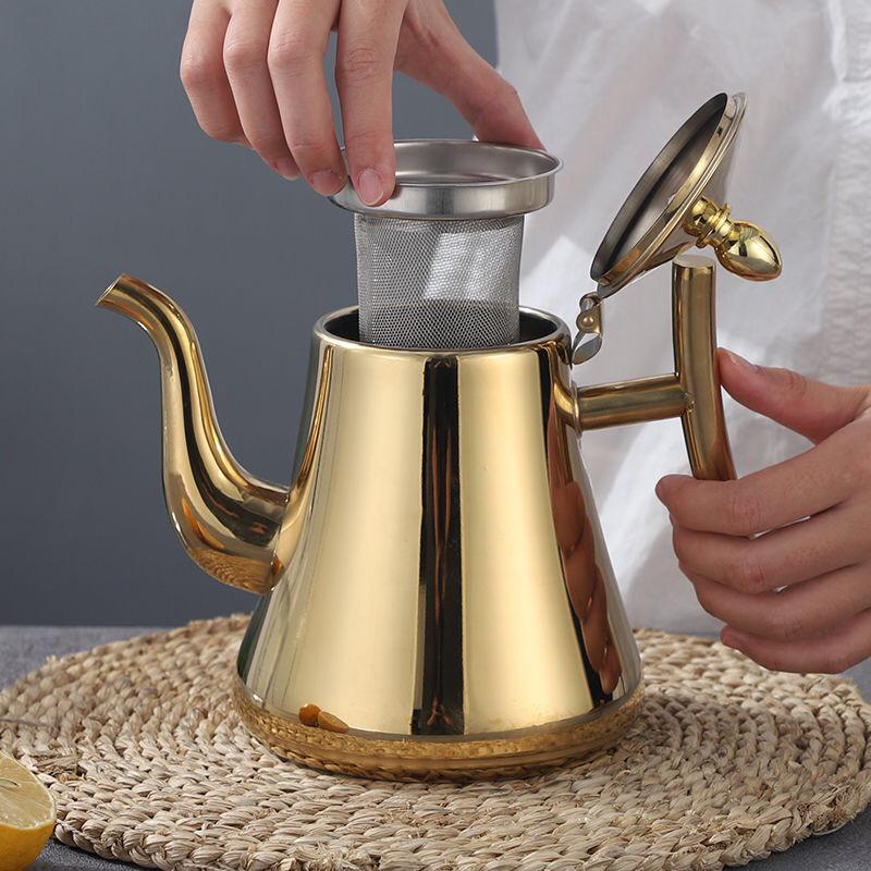 Stainless Steel European-Style Non-Magnetic Kettle Teapot with Filter – Universal for Household, Hotel, and Induction Cookers.