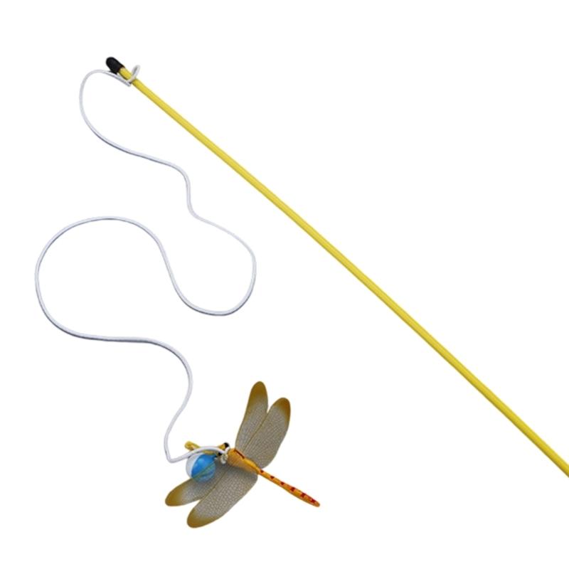 Interactive Cats Teaser Wand Toy With Bells Realistic Dragonflies Design For Kitten Playtimes And Exercise Stick Gift