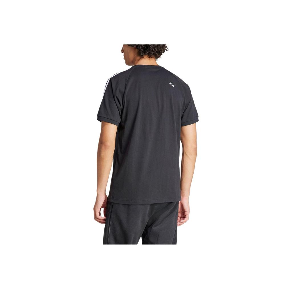 Adidas Originals X Mickey Mouse Embroidered Logo Print Three-Stripe Sport Crew Neck Vintage Short Sleeve T-Shirt Men Tops Black IY2272