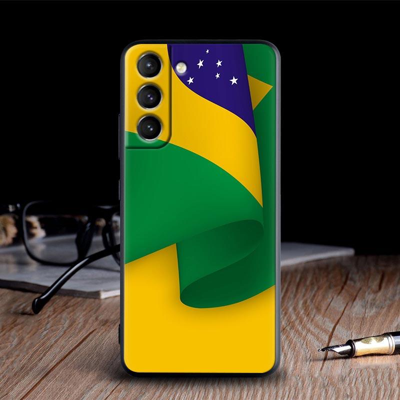 Brazil Flag Silicone Case For Samsung S23 Ultra S24 5G S21 S20 FE Back Cover Galaxy S22 s23 S24 S10 Plus Case Brazilian Football