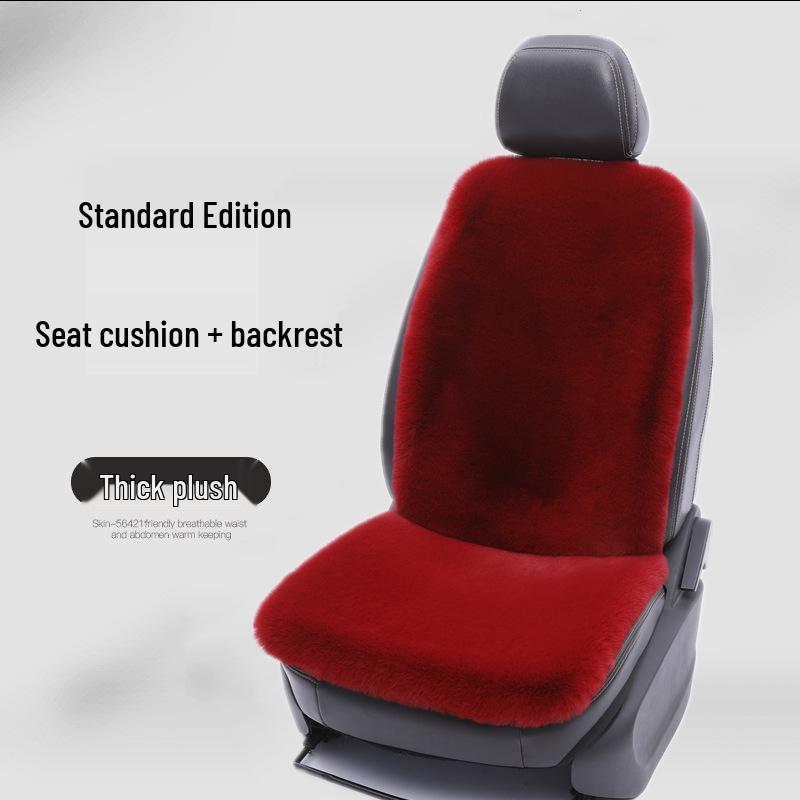 Winter Rabbit Fur Wool Heated Car Seat Cushion - Non-slip, Warm, for Single Seat with Small Waist Support
