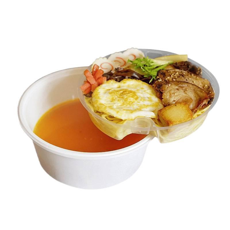 Doppelschichtige Takeaway-Box für Nudeln und Suppe - Nass-/Trocken-Trennung