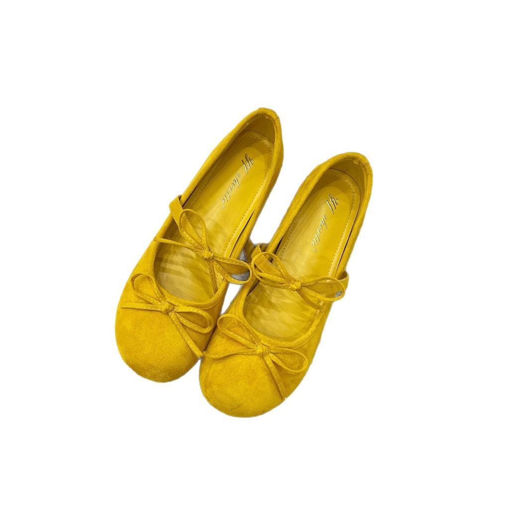 Height Increase 5cm Bow Round Head Mary Jane Shoes Women's 2025 Spring New Xiaoxiangfeng Word with Shallow Mouth Single Shoes