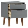 Nightstand MOLDE Gray 40x35x48 cm Solid Pine Wood