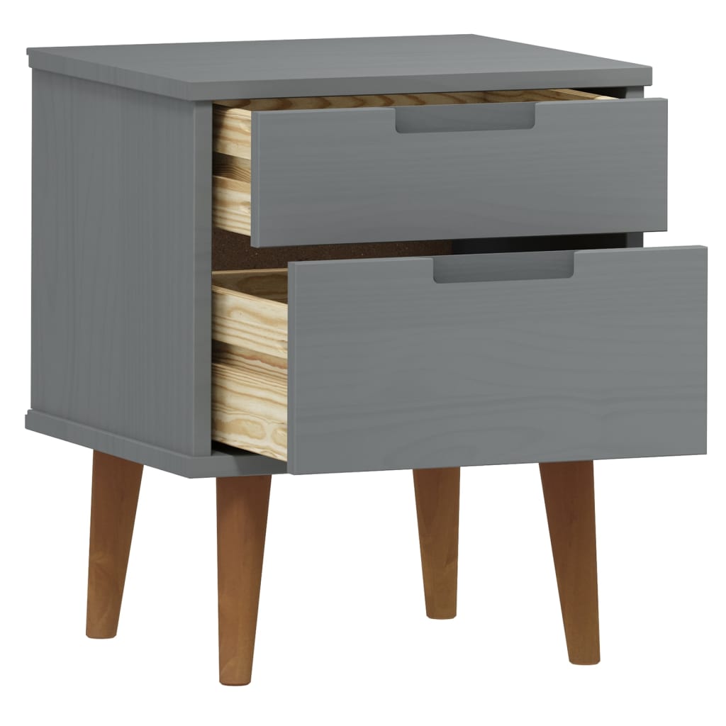 Nightstand MOLDE Gray 40x35x48 cm Solid Pine Wood