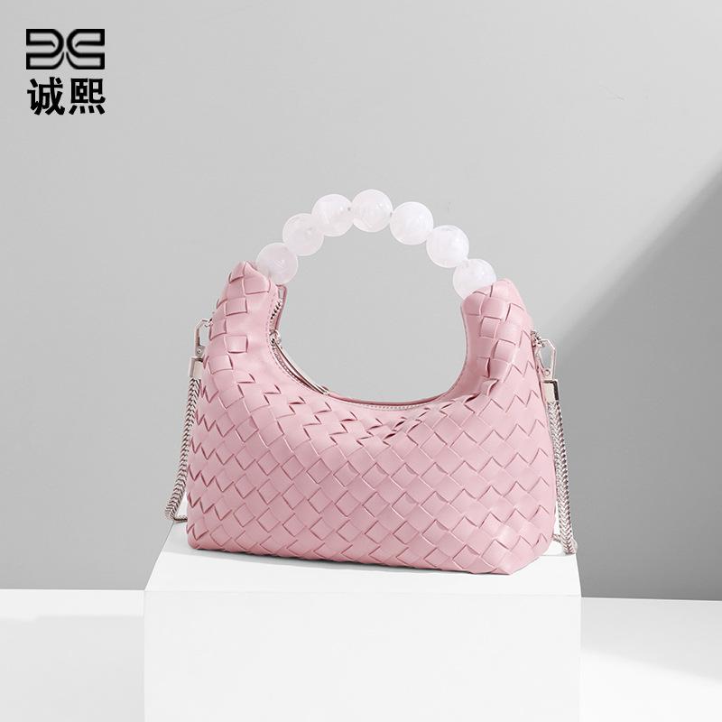 Bags Women's Niche High-end Fashion Simple and Cute Hand-woven Shoulder Messenger Bag Pearl Cream Puff Bag