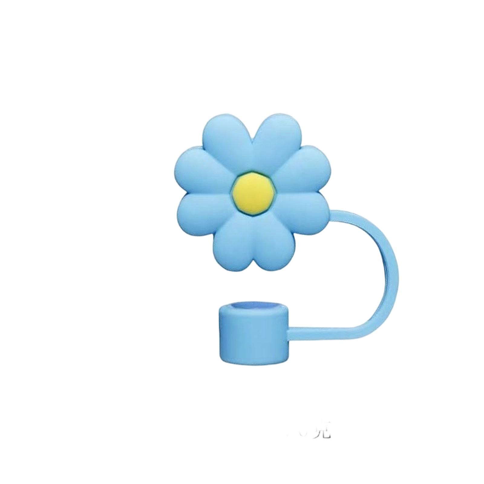 

английский: Силиконовый колпачок для соломинки в форме цветка one size синий