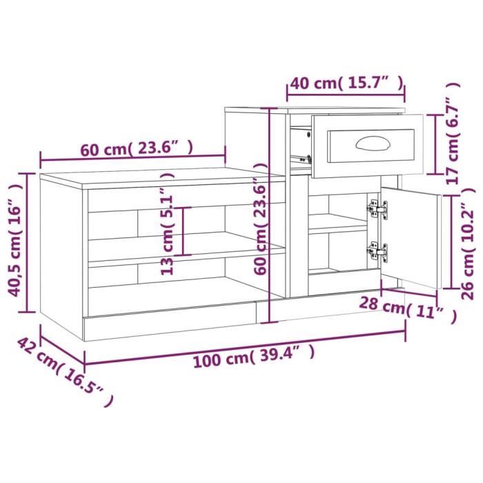 VidaXL Shoe Cabinet High Gloss White 100x42x60 Cm Engineered Wood 816418