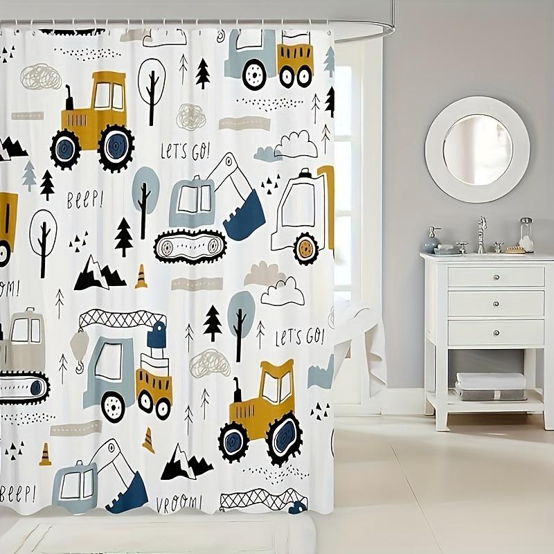 

1 шт. Мультяшная шторка для душа с машинками, Строительная шторка для ванны, Декор, Оборудование, Грузовики, Набор шторки для душа для ванной комнаты, Мультяшная машина, Экскавато 90*180cm