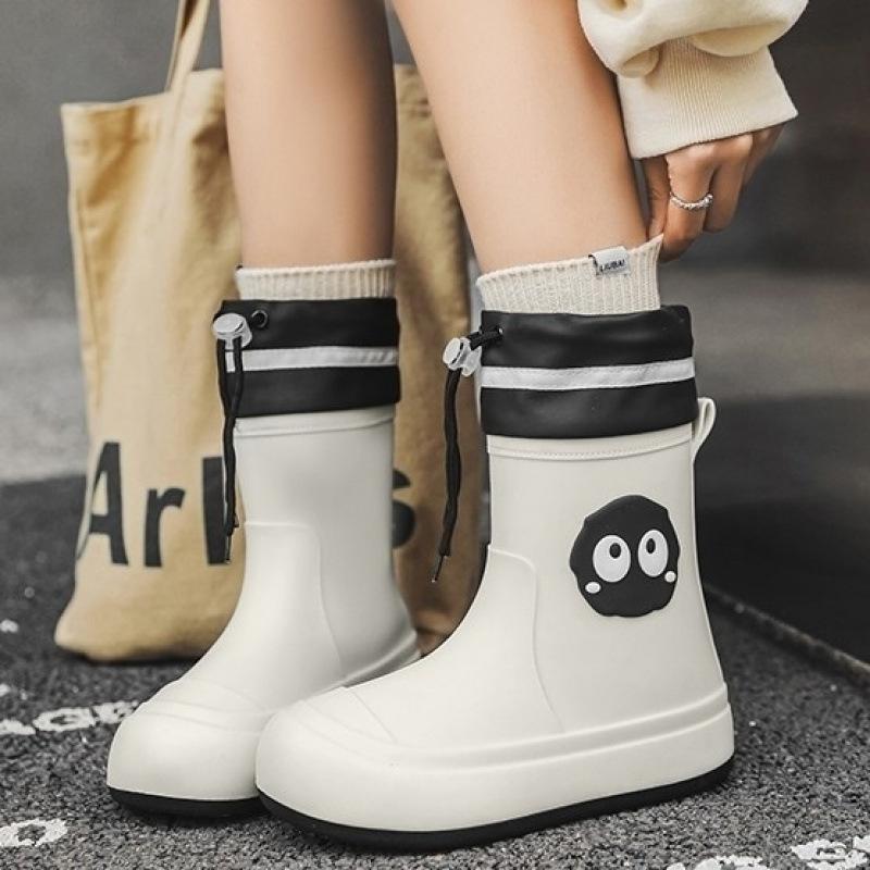 Japanese cute children's parent-child rain shoes women's students middle and older children's non-slip soft-soled rain boots velvet super soft waterp