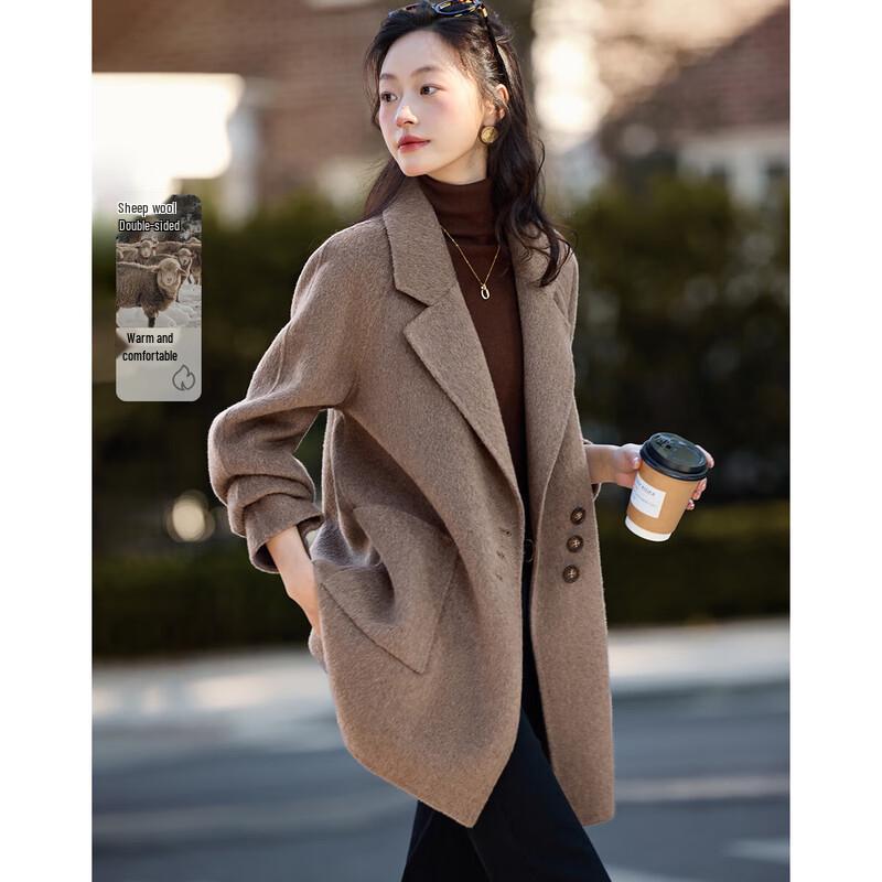 

Women s Stylish Double-Faced Wool Coat S