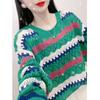 Striped Sweater Women's Spring and Autumn Western Style Wisp Round Neck Long-sleeved Fashion All-match Thin Top
