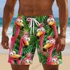 Men's Board Shorts Men's Short Flamingo Bird Cartoon Animals 3d Hawaiian Beach Short Swim Trunk Swimsuit Sports Pant Boy Briefs