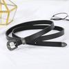 Retro Ladies Three-Piece Pin Buckle Belt Ladies Pu Fine Belt Skirt Decorative Engraved Fine Belt