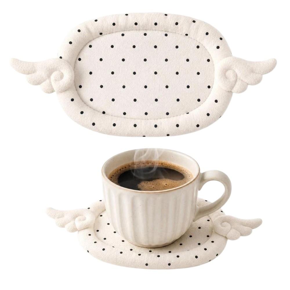Thicken Cute Angel Wings Coasters Cotton Table Mat Creative Cup Mat  Home Decoration