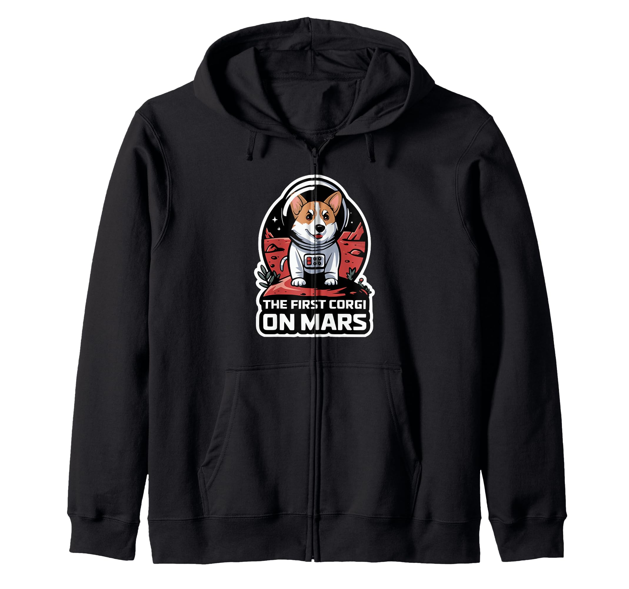 The First Corgi on Mars Funny Corgi Kids Zip Hoodie