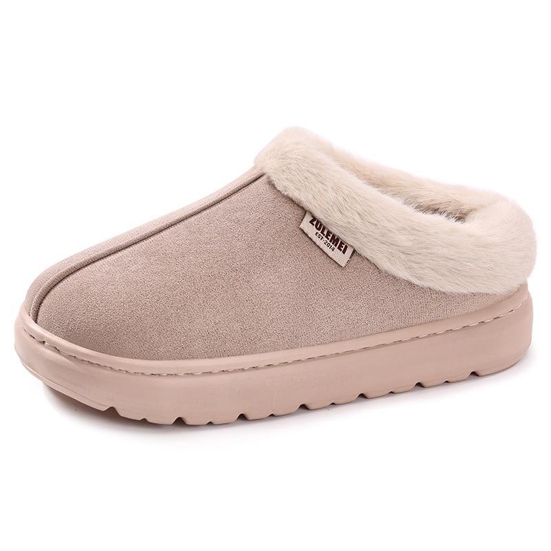 Cotton shoes winter women's TEU home warm slippers lazy shoes large size fluffy shoes coral fleece lazy shoes