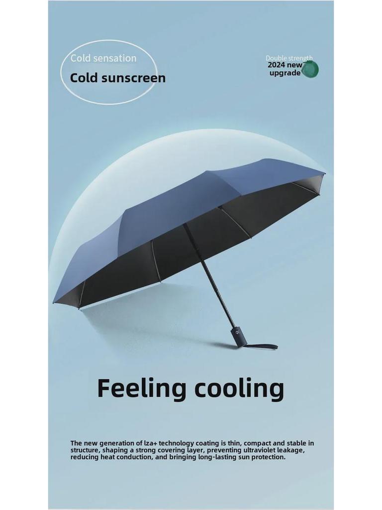 Schwarzer automatischer Sonnen- und Regenschirm mit 32 Knochen – kompakter Sonnenschirm mit doppeltem Verwendungszweck für Damen, ideales Geschäftsgeschenk