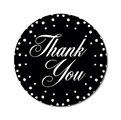 Darling Souvenir DIY Round 45 Pcs Polka Dot Thank You Black Stickers Non Customized Gift-1.6