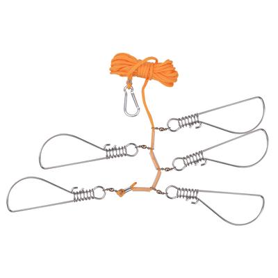 Portapesci in Acciaio Inossidabile per Pesca Pesante con 5 Moschettoni di Blocco Corde in Nylon Galleggiante