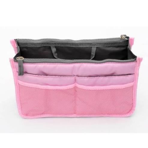 Sac de rangement - ANKKO - Organisateur - Souple - Zippée - Rose