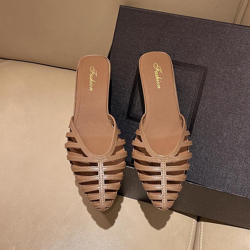 

Новый стиль тапочек женские ретро туфли-лодочки с острым носком на низком устойчивом каблуке, туфли-клетка для свиней 39 коричневый