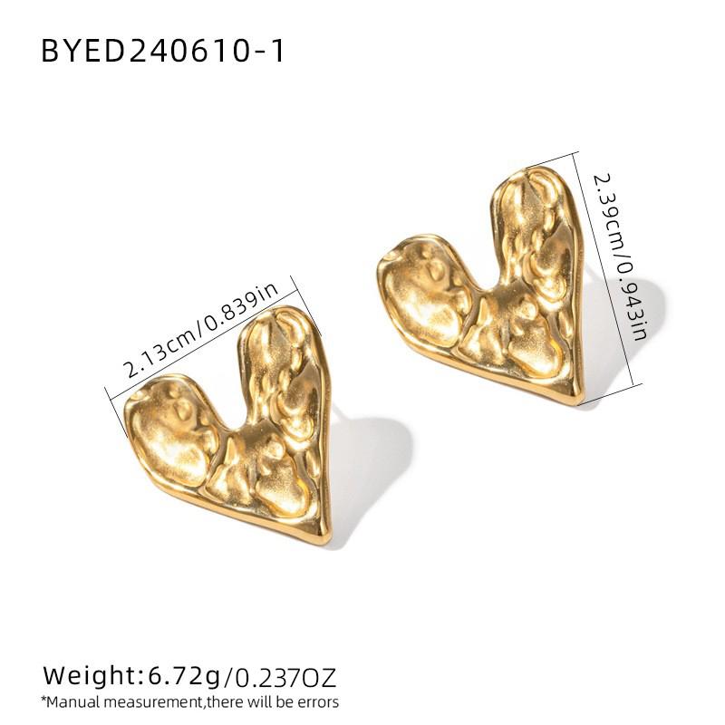 

Stainless Steel Metallic Design Gold Colour Heart Shaped Earrings Unusual Accessories for Women s Party Zircon Gifts
