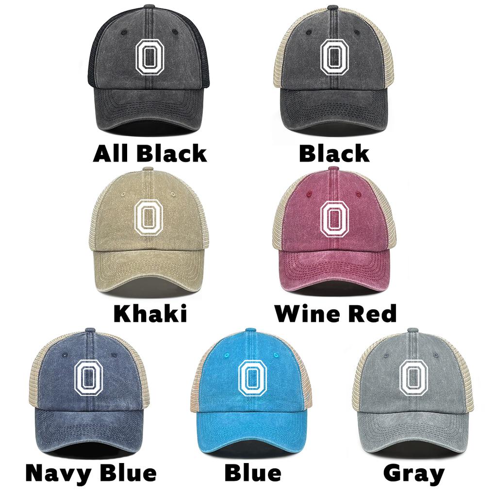 White Hollow Letter A-Z Print Adjustable Mesh Cap Man Caps Leisure Unisex Snapback Baseball Cap Ideal Choice For Outdoor Sports