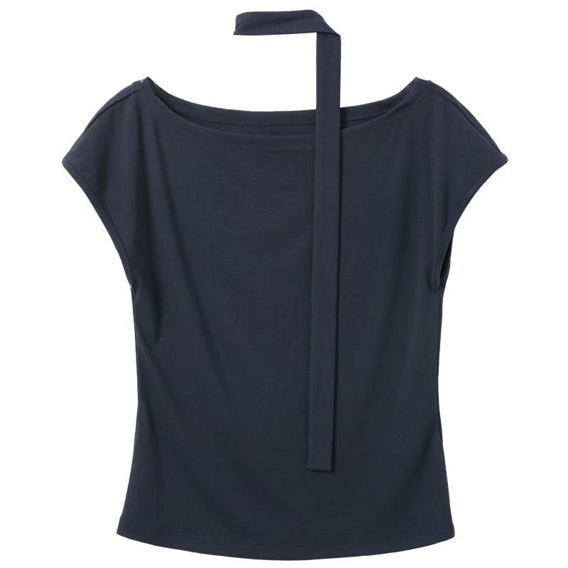 

Multi-Way Off-Shoulder Short Sleeve Ribbon T-Shirt L