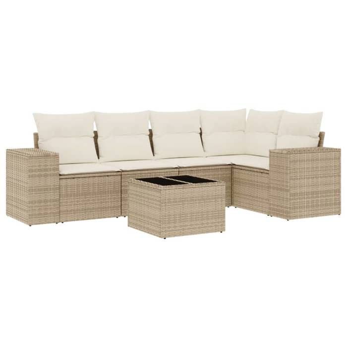 VidaXL Garden Lounge Set with Cushions 6 Pcs, Patio Sofas, Patio Furniture Set, Outdoor Furniture, Beige 3254875
