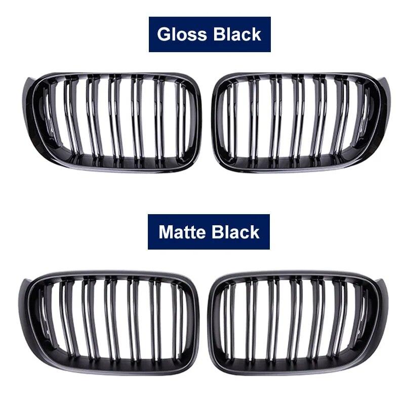 2PCS Car Front Bumper Grill Grille Trim Strip Cover Kidney Sport Double Line Slat For BMW X3 X4 F25 F26 2014 2015 2016 2017