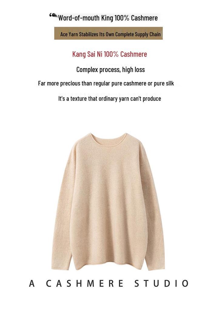 Le Ka Sha Damski Sweter 100% Czysty Kaszmir Jednolity Kolor Okrągły Dekolt - Jesień/Zima Przytulny Styl
