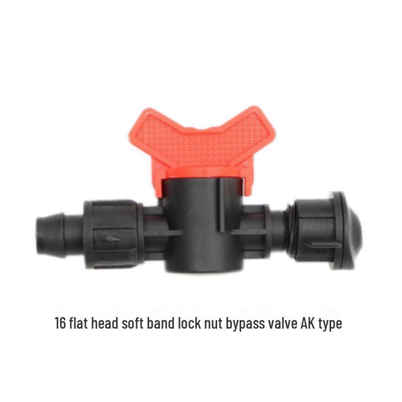 PE Pipe Valve Dripper, Greenhouse Drip Irrigation Connector with Switch Lock Nut and Bypass Male Thread Valve