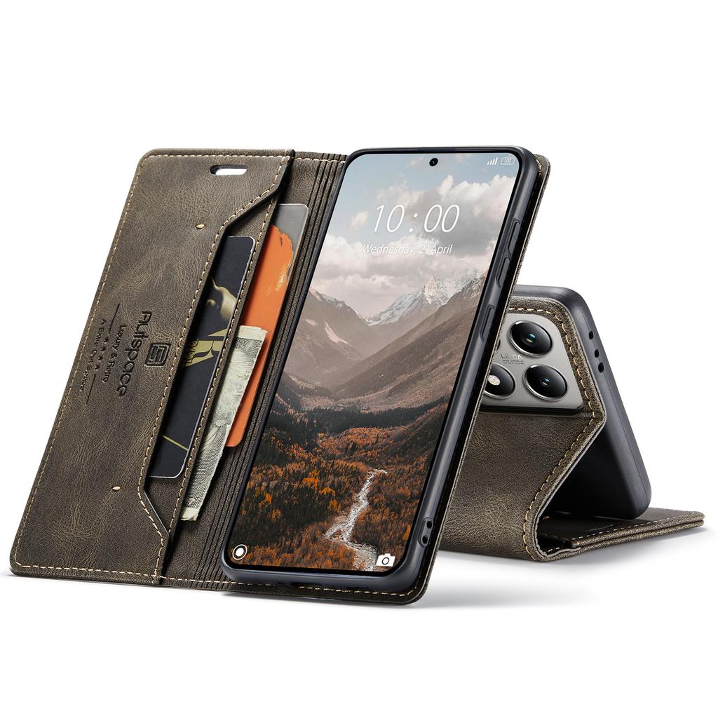 Premium Vintage Leather Wallet Case for Xiaomi 10T/11/12/13/14 Series - Flip Cover with Card Slots, Shockproof Retro Style (4 Colors)