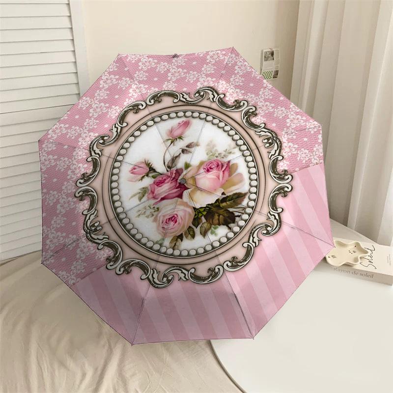 

1PC Floral PatternAutomatic Open/Close Umbrella with Windproof, 8-Rib Sturdy Canopy, Durable Ribs, Fashionable Design1244A