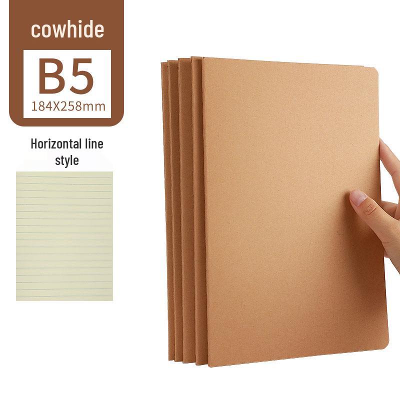 16k Simple Cowhide Paper Stitched A4 Large Lined B5 High School Blank English Grid Notebook