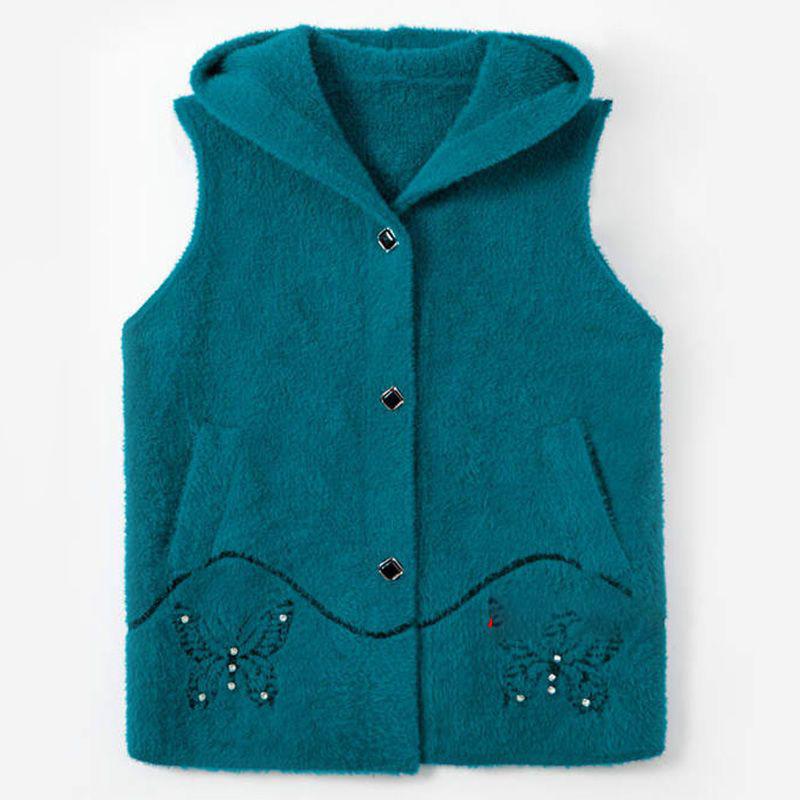 

Женская весенне-осенне-зимняя свободная куртка больших размеров с капюшоном из искусственной норки и вышивкой XS