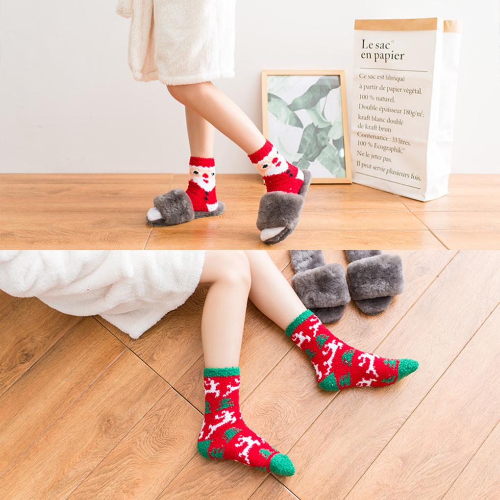 Winter Socks Christmas Stockings Floor Socks Polyester Fiber Socks For Women Girl Gift