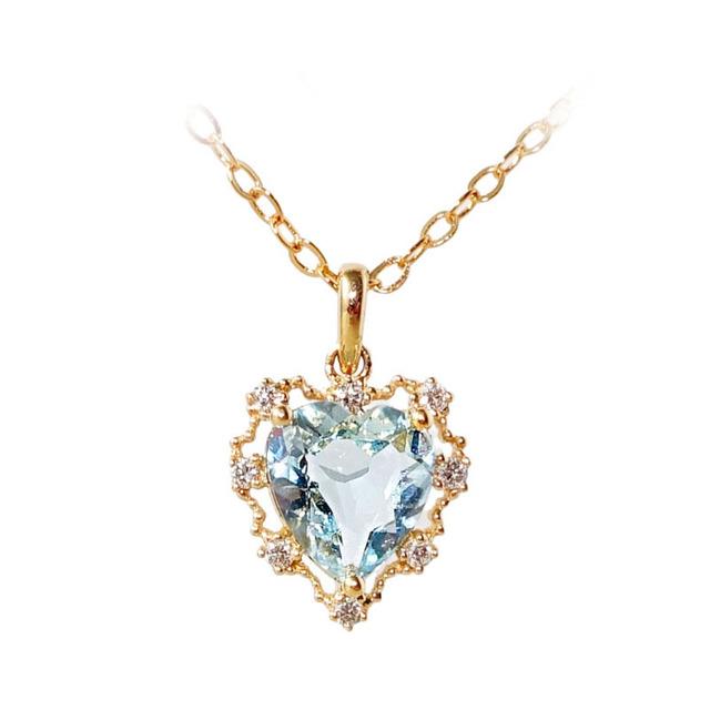 Luxury Gold Color Jewelry Heart Necklace Women 925 Sterling Silver Sapphire Pendant For Woman Wedding Gift Fine Jewelry Nk128