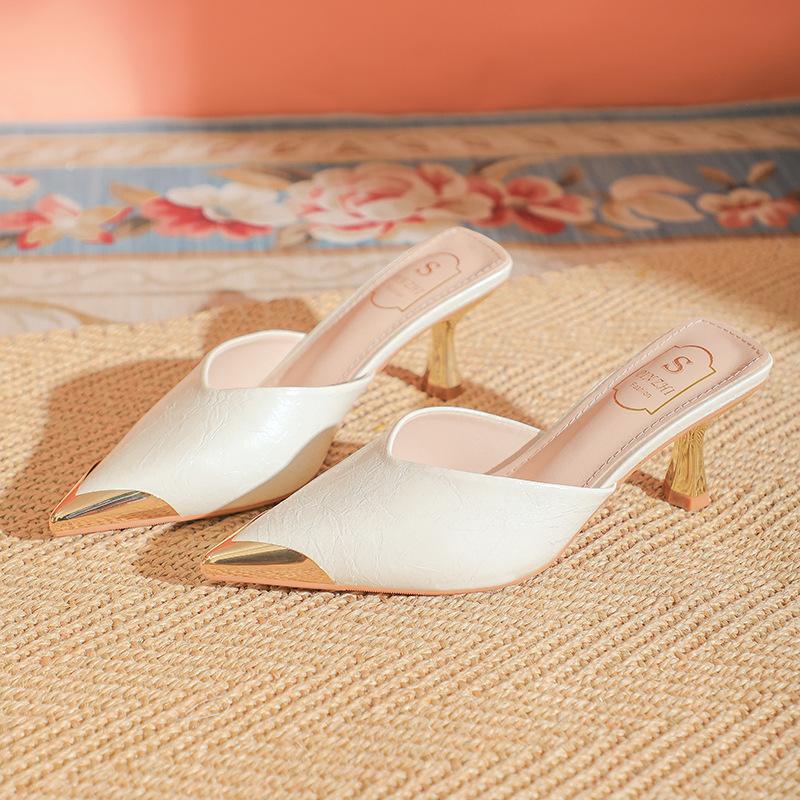 

Баотоу полутапочки женские носят остроносые высокие каблуки толстые каблуки крутые тапочки женские новые тапочки на высоком каблуке большого размера 43