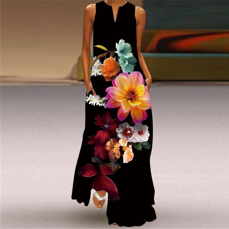 New Sleeveless Dress Summer Long Pear Shapes Belly Covering Silm Slim Looking Yes, Elegant V-neck Dress