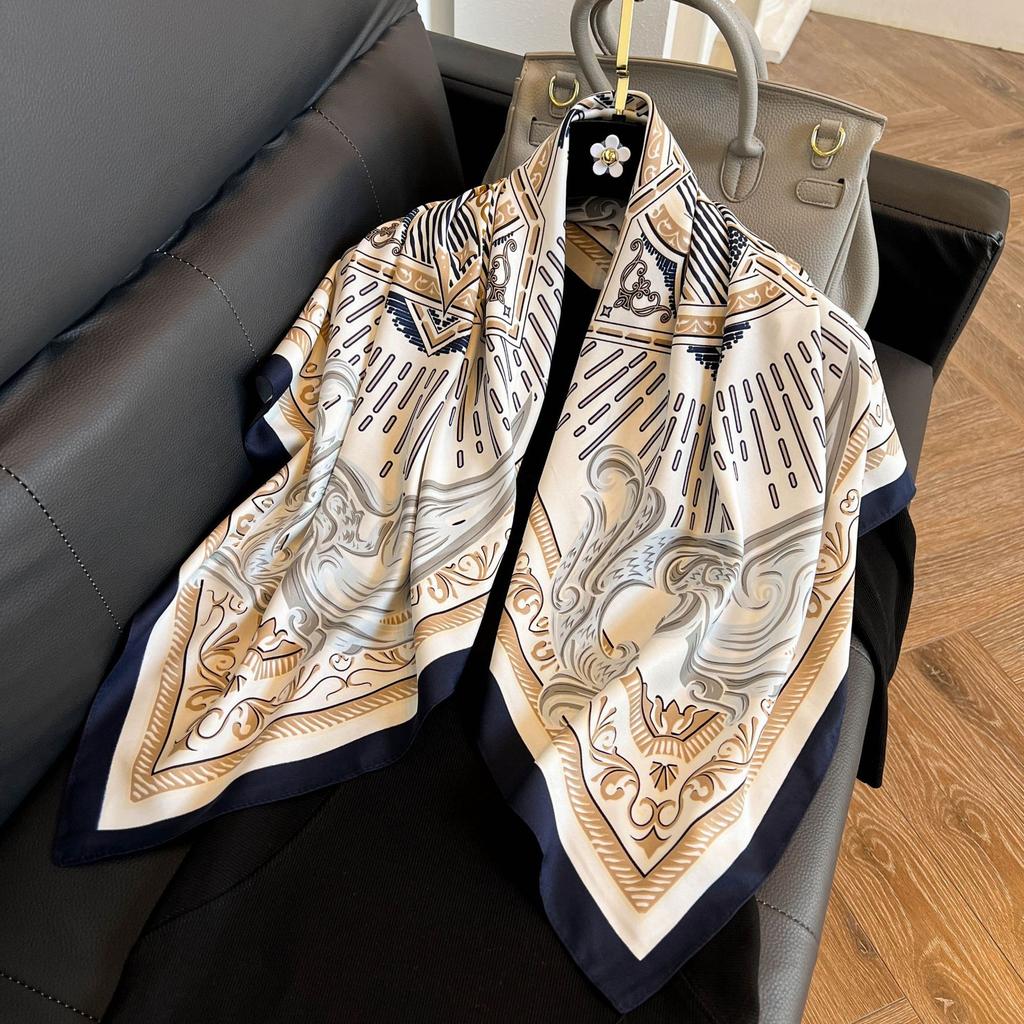 Large square scarf silk scarf women's new versatile spring and autumn winter high-end mother scarf shawl with shirt