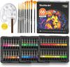 Shuttle Art Acrylic Paint Set (82 Pieces): 66 Tubes, 10 Paintbrushes, and Palette. Fast-drying, Durable, 22ml Tubes. Suitable for Painting On Fabric,