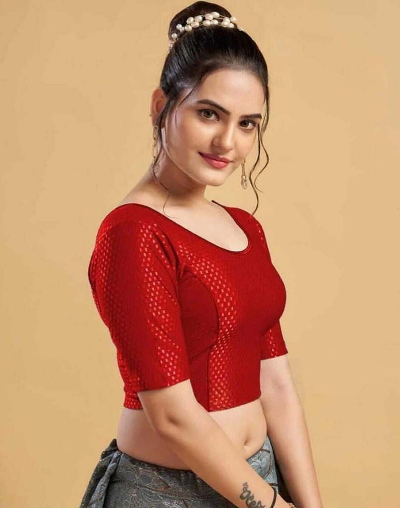 Cotton Blend Women's Casual Wear Blouse Indian Designer Half Sleeves Choli