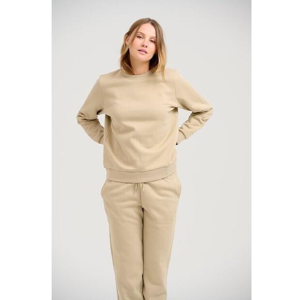 Свитер TeeShoppen Базовый свитер с круглым вырезом – темный бежевый