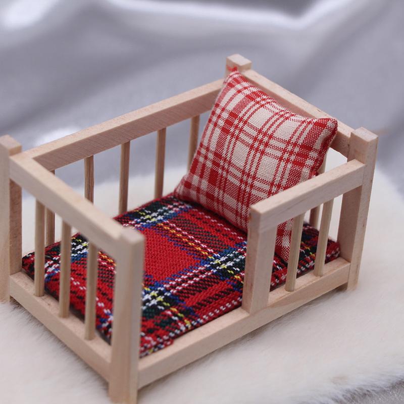 1:12 Dollhouse Miniature Baby Crib Bed Baby Cot Furniture Model Decor Toy Doll House Accessories