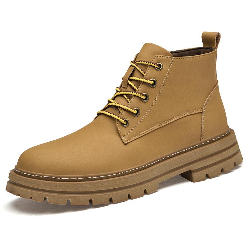 Martin boots men's casual retro tooling boots high-top outdoor shoes velvet big yellow boots men's shoes