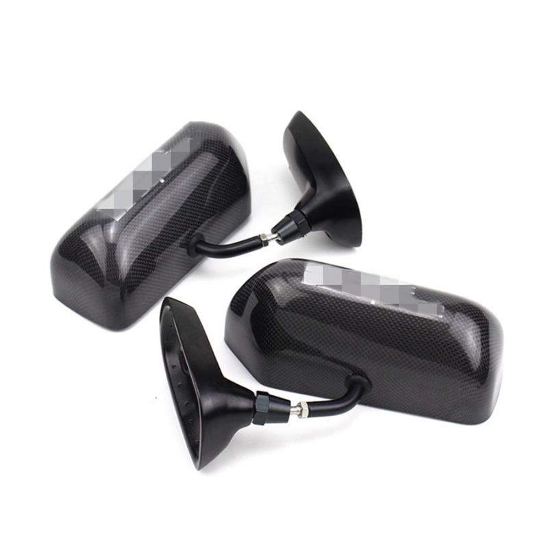 Pair Carbon Fiber Racing Car Side Rearview Mirror Metal Bracket Blue Side Mirror