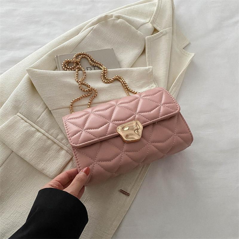 Stylish Trendy Quilted Chain Shoulder Bag For Women In Pu Leather Chic Mini Crossbody